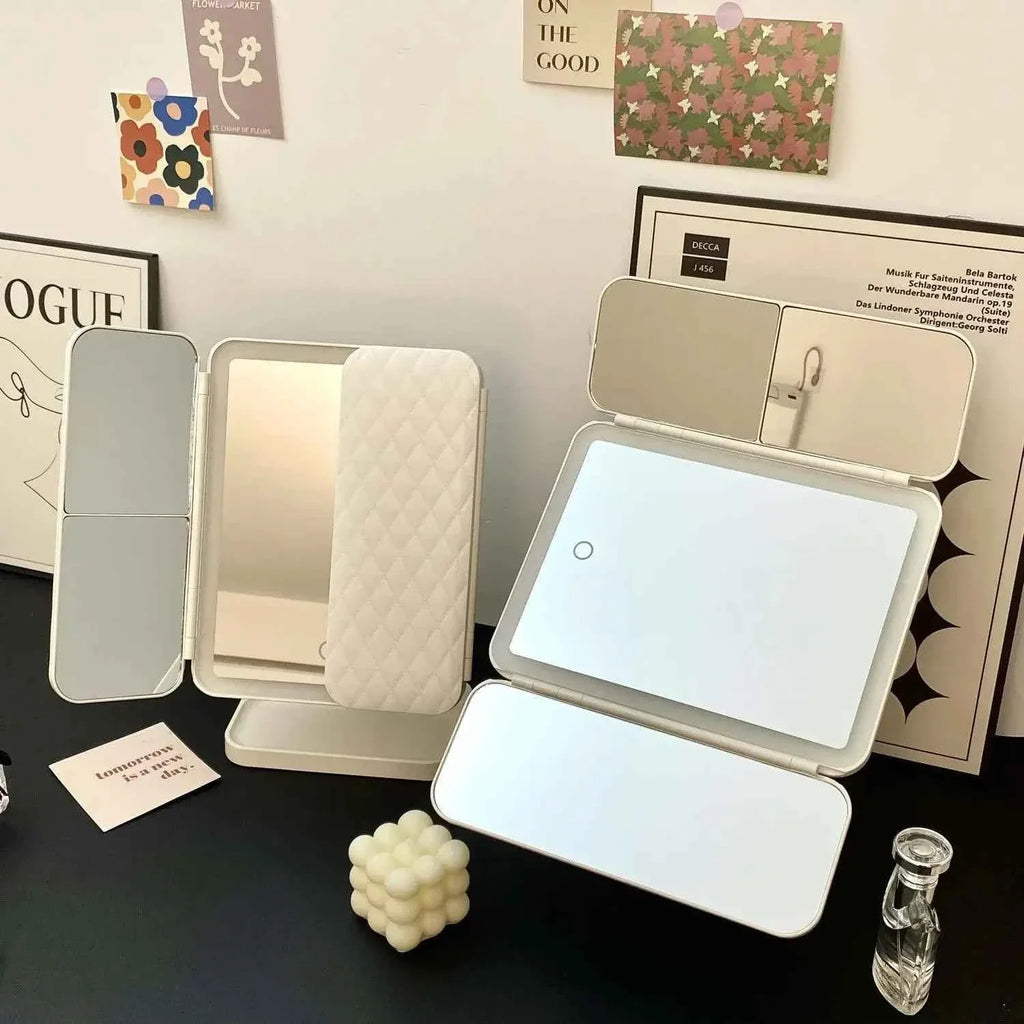 Trifold Makeup Mirror with LED Lights